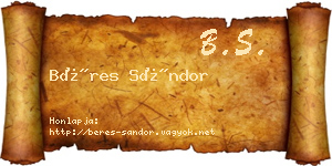 Béres Sándor névjegykártya