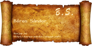 Béres Sándor névjegykártya